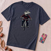 Alligator T-shirt, Crocodile on Bicycle Tee, Cool Croc on Bike - Navy unfolded t-shirt mockup