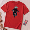 Alligator T-shirt, Crocodile on Bicycle Tee, Cool Croc on Bike - Red unfolded t-shirt mockup