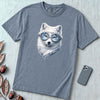Arctic Fox With Winter Scene Goggles T-Shirt - Blue Jean unfolded t-shirt mockup