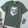 Arctic Fox With Winter Scene Goggles T-Shirt - Blue Spruce unfolded t-shirt mockup