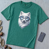 Arctic Fox With Winter Scene Goggles T-Shirt - Emerald unfolded t-shirt mockup