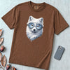 Arctic Fox With Winter Scene Goggles T-Shirt - Espresso unfolded t-shirt mockup