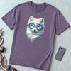 Arctic Fox With Winter Scene Goggles T-Shirt - Grape unfolded t-shirt mockup