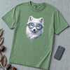 Arctic Fox With Winter Scene Goggles T-Shirt - Light Green unfolded t-shirt mockup
