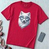 Arctic Fox With Winter Scene Goggles T-Shirt - Red unfolded t-shirt mockup