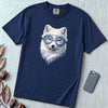 Arctic Fox With Winter Scene Goggles T-Shirt - True Navy unfolded t-shirt mockup