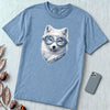 Arctic Fox With Winter Scene Goggles T-Shirt - Washed Denim unfolded t-shirt mockup