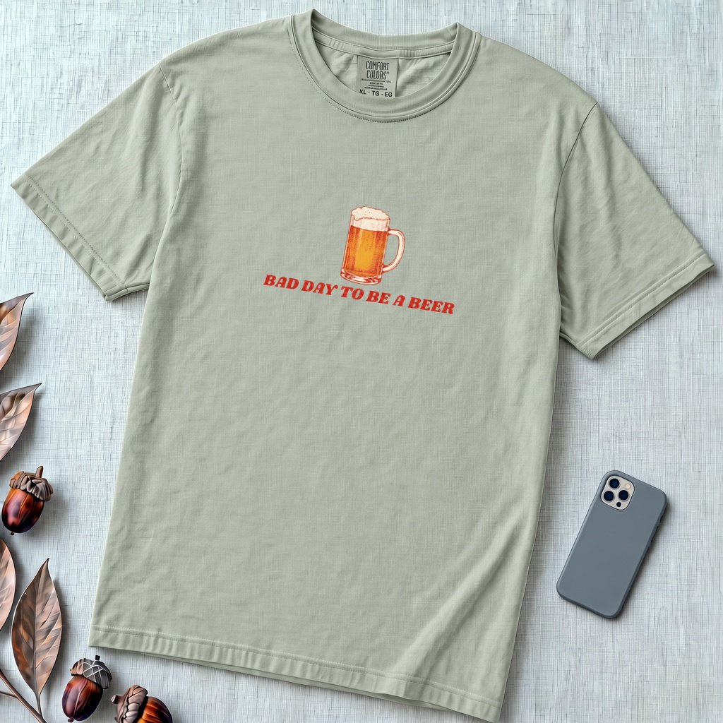 Bad Day To Be A Beer T-shirt - Bay unfolded t-shirt mockup
