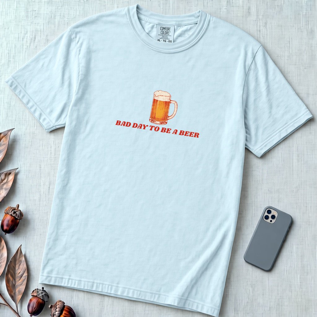 Bad Day To Be A Beer T-shirt - Chambray unfolded t-shirt mockup