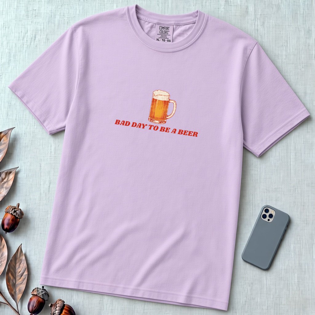 Bad Day To Be A Beer T-shirt - Orchid unfolded t-shirt mockup