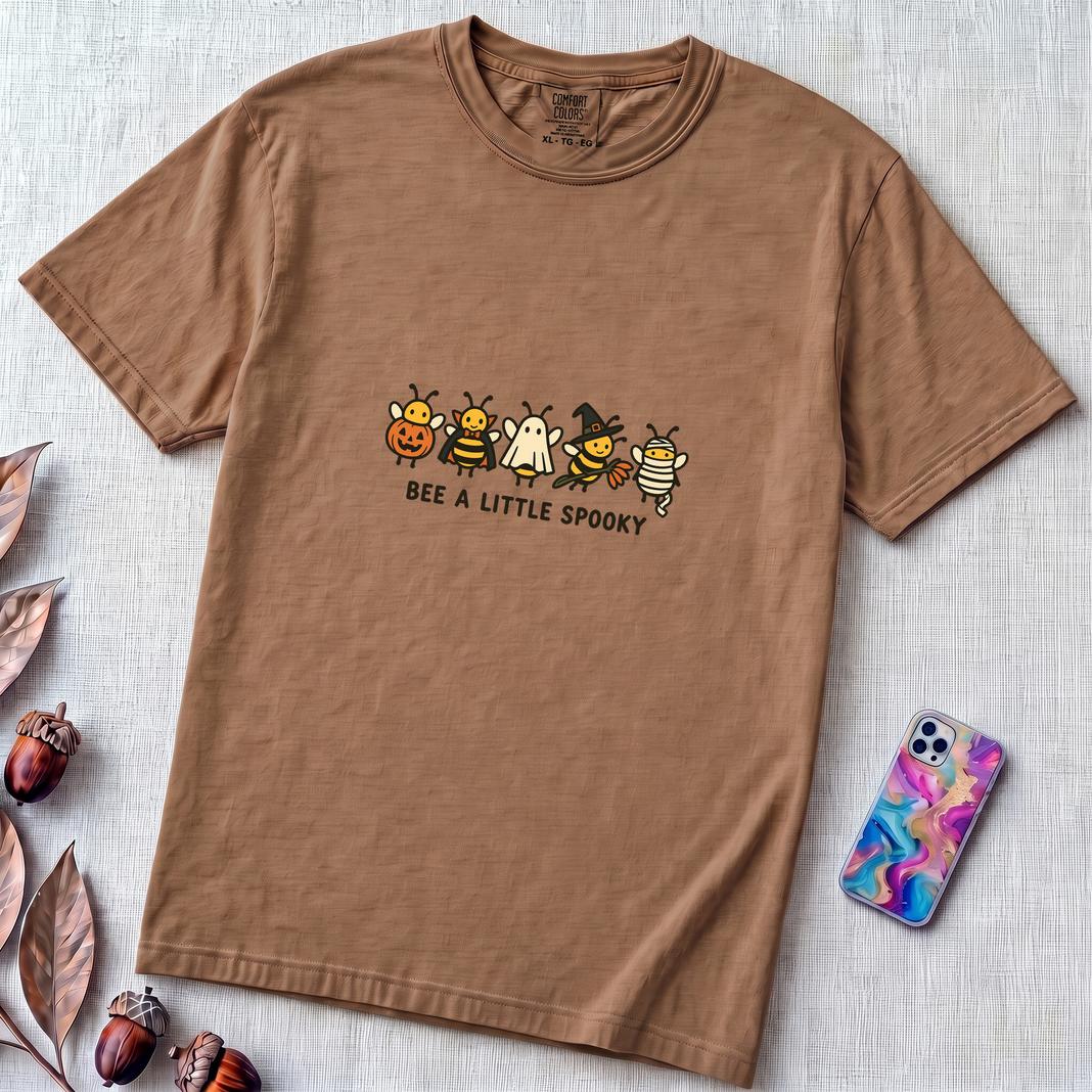 Bee A Little Spooky, Funny Halloween Bee T-Shirt - Espresso unfolded t-shirt mockup