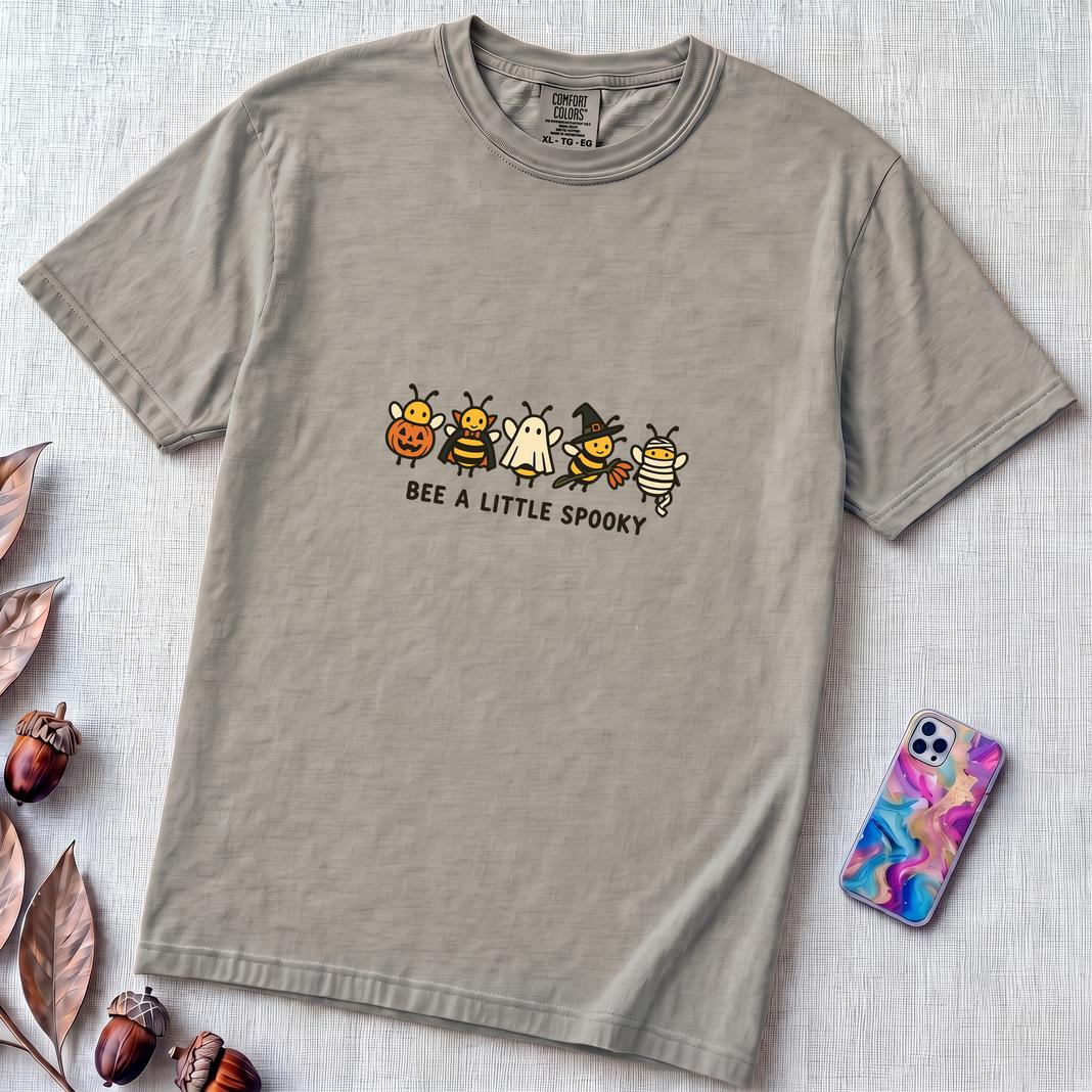 Bee A Little Spooky, Funny Halloween Bee T-Shirt - Granite unfolded t-shirt mockup