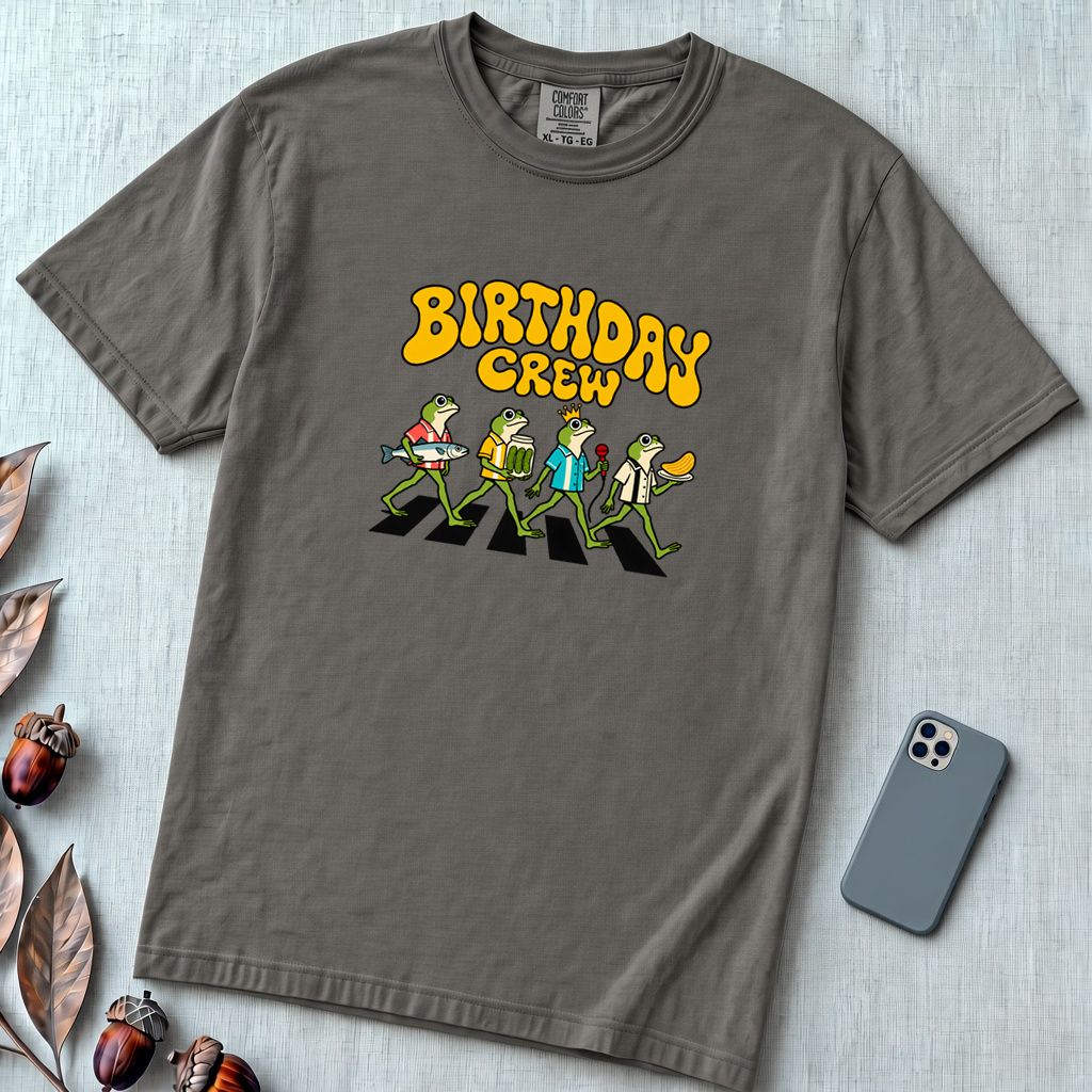 Birthday Crew Frog T-Shirt - Pepper unfolded t-shirt mockup