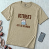 Born In October Gift, Funny Birthday T-Shirt - Khaki unfolded t-shirt mockup