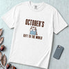 Born In October Gift, Funny Birthday T-Shirt - White unfolded t-shirt mockup