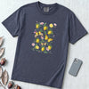 Botanical Lemon T-Shirt - Vintage Lemon & Butterfly Illustration - Navy unfolded t-shirt mockup