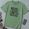 Break The Cycle Bicycle T-Shirt, Funny Motivational Bicycle Tee - Light Green unfolded t-shirt mockup