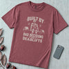 Built By Bad Decisions and Deadlifts, Gym humor T-Shirt - Brick unfolded t-shirt mockup