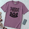 Campfire Storyteller Society T-Shirt, Camping Tee - Berry unfolded t-shirt mockup