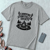 Campfire Storyteller Society T-Shirt, Camping Tee - Granite unfolded t-shirt mockup