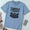 Campfire Storyteller Society T-Shirt, Camping Tee - Washed Denim unfolded t-shirt mockup