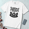 Campfire Storyteller Society T-Shirt, Camping Tee - White unfolded t-shirt mockup