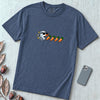 Carrot Eating Snowman T-Shirt, Christmas Arcade Inspired Tee - Denim unfolded t-shirt mockup