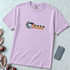 Carrot Eating Snowman T-Shirt, Christmas Arcade Inspired Tee - Orchid unfolded t-shirt mockup