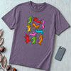 Colorful Dachshund Dance T-Shirt - Grape unfolded t-shirt mockup