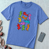Colorful Dachshund Dance T-Shirt - Mystic Blue unfolded t-shirt mockup