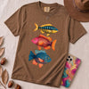 Colorful Tropical Fish Graphic T-Shirt for Ocean Lovers - Espresso unfolded t-shirt mockup