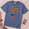 Colorful Tropical Fish Graphic T-Shirt for Ocean Lovers - Mystic Blue unfolded t-shirt mockup