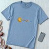 Cosmic Appetite - Sun Pac-Man Eating Planets - Unisex garment-dyed heavyweight t-shirt - Washed Denim unfolded t-shirt mockup