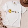 Cosmic Appetite - Sun Pac-Man Eating Planets - Unisex garment-dyed heavyweight t-shirt - White unfolded t-shirt mockup