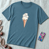 Cute Kittens Ice Cream Cone T-Shirt | Adorable Cat Lovers Tee | Funny Cat Ice Cream Shirt - Heather Deep Teal unfolded t-shirt mockup