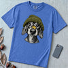 Dachshund in a Beanie Autumn T-Shirt - Flo Blue unfolded t-shirt mockup