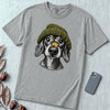 Dachshund in a Beanie Autumn T-Shirt - Granite unfolded t-shirt mockup