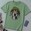 Dachshund in a Beanie Autumn T-Shirt - Light Green unfolded t-shirt mockup