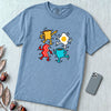 Dancing Breakfast Food T-Shirt - Washed Denim unfolded t-shirt mockup