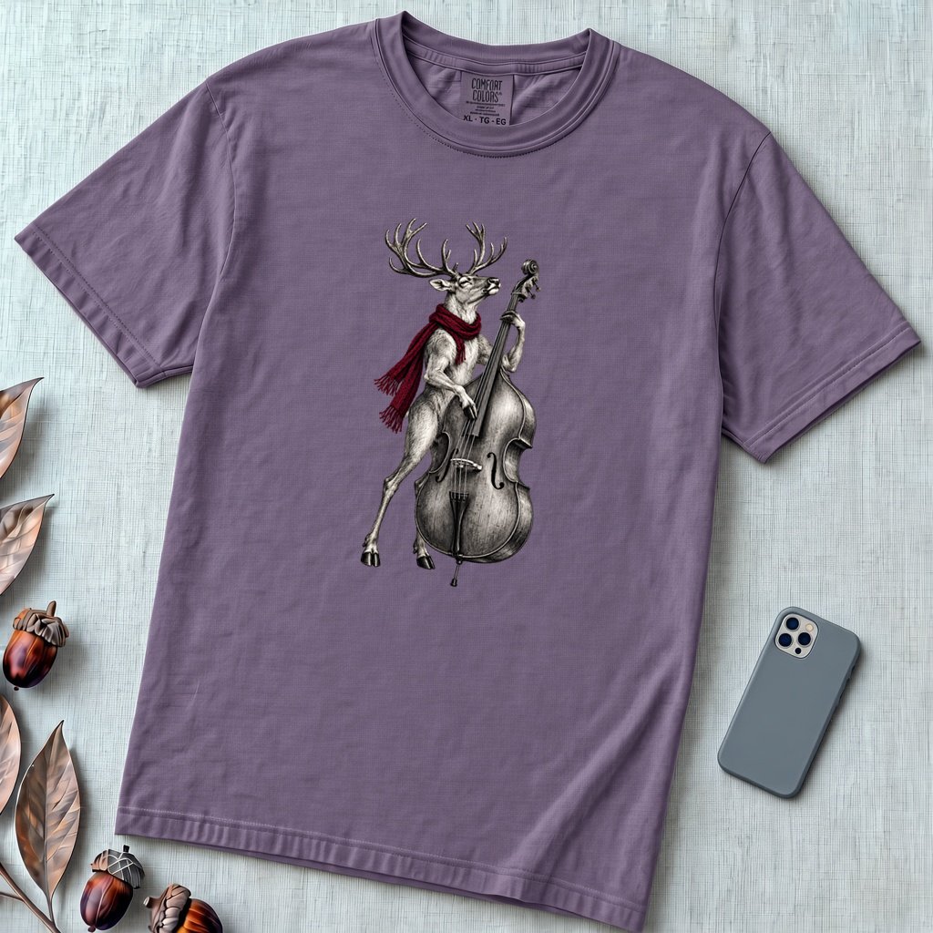 Deer Double Bass T-Shirt - Grape unfolded t-shirt mockup