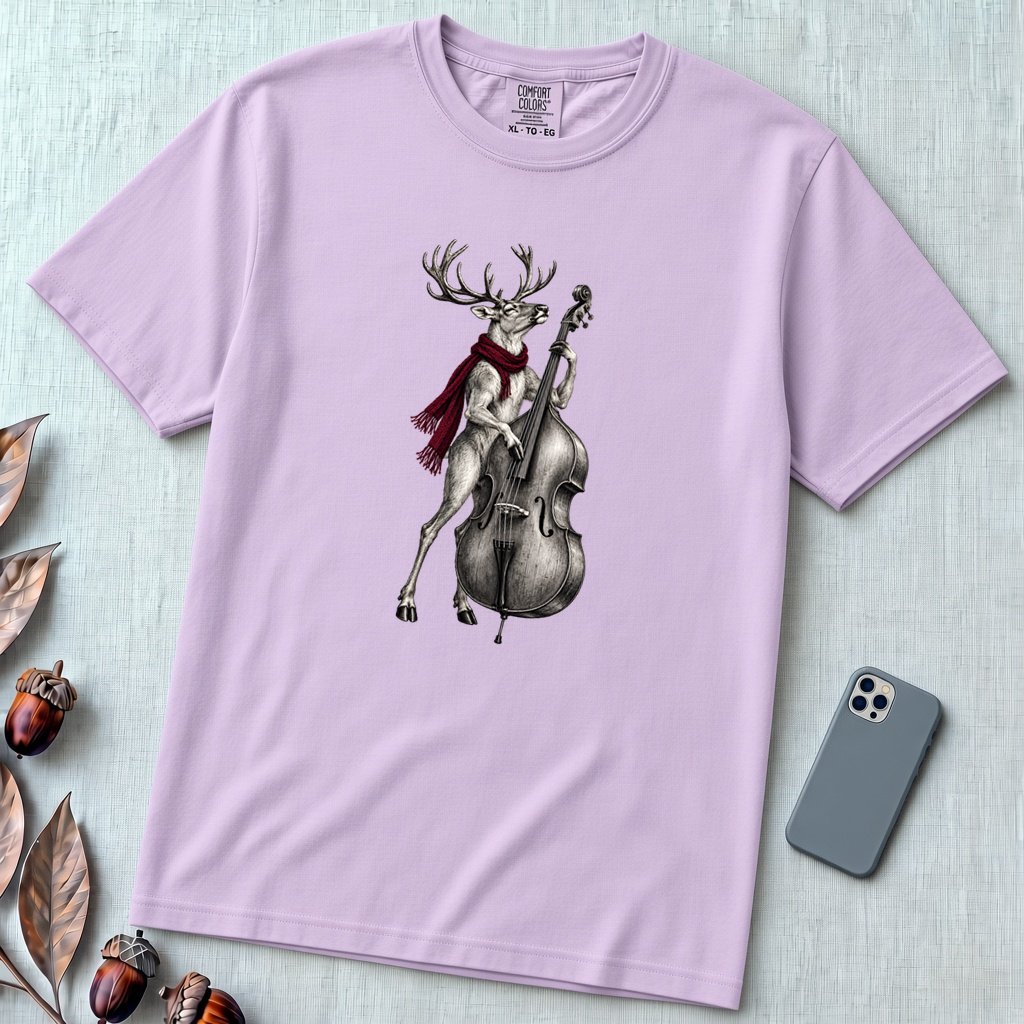 Deer Double Bass T-Shirt - Orchid unfolded t-shirt mockup