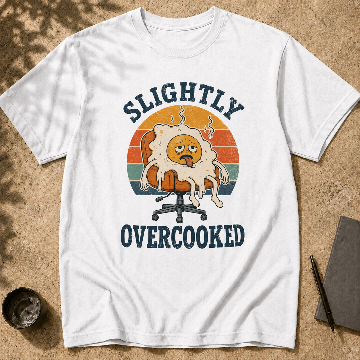Funny Fried Egg Burnout T-Shirt, Slightly Overcooked Tee