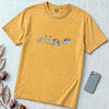 Evolution of Man Flying Car T-Shirt - Mustard unfolded t-shirt mockup