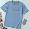 Evolution of Man Flying Car T-Shirt - Washed Denim unfolded t-shirt mockup