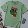 Festive Christmas Cat T-Shirt - Light Green unfolded t-shirt mockup