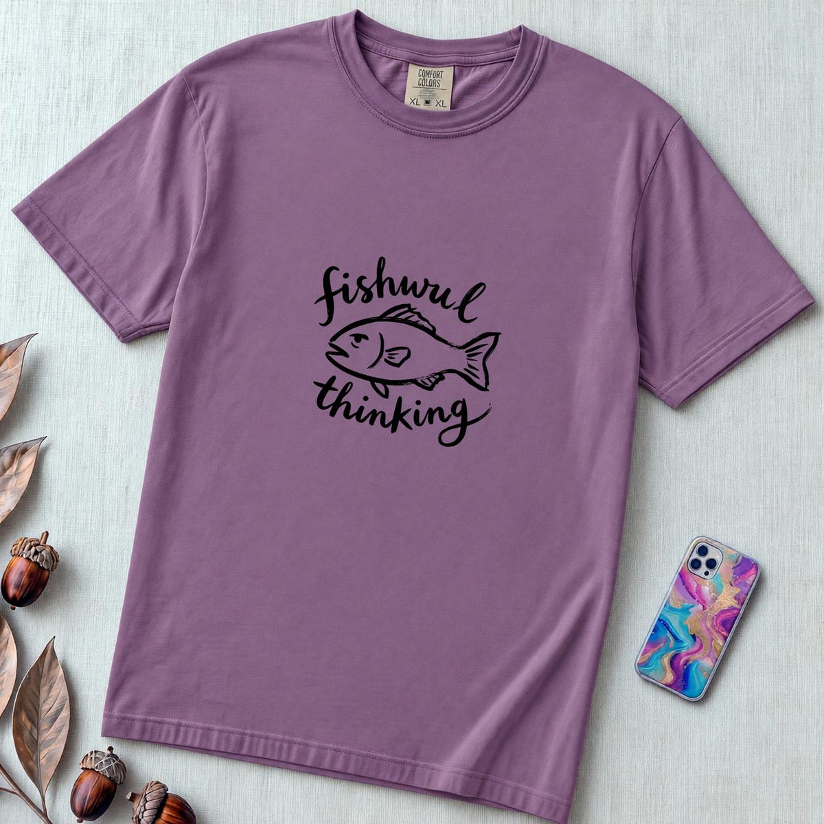 Fishing Shirt & Graphic Tee for Men & Women, Comfort Colors T-Shirt - Berry unfolded t-shirt mockup