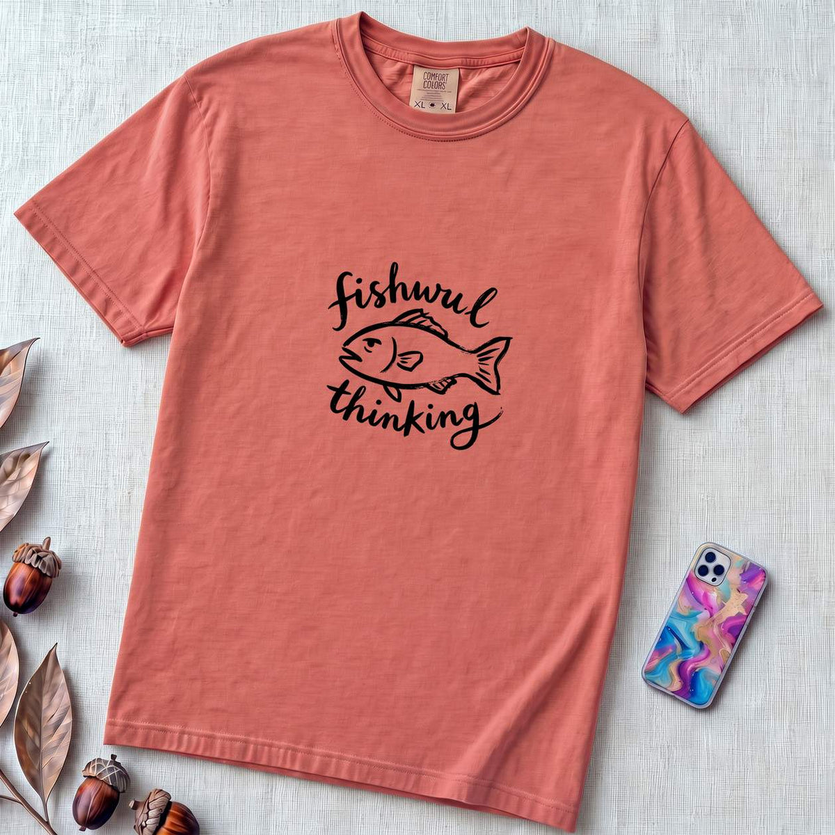 Fishing Shirt & Graphic Tee for Men & Women, Comfort Colors T-Shirt - Watermelon unfolded t-shirt mockup
