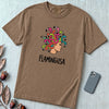 Flamingusa - Medusa plus Flamingo T-Shirt, Greek Mythology Pun - Espresso unfolded t-shirt mockup