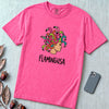 Flamingusa - Medusa plus Flamingo T-Shirt, Greek Mythology Pun - Neon Pink unfolded t-shirt mockup