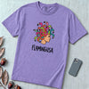 Flamingusa - Medusa plus Flamingo T-Shirt, Greek Mythology Pun - Violet unfolded t-shirt mockup